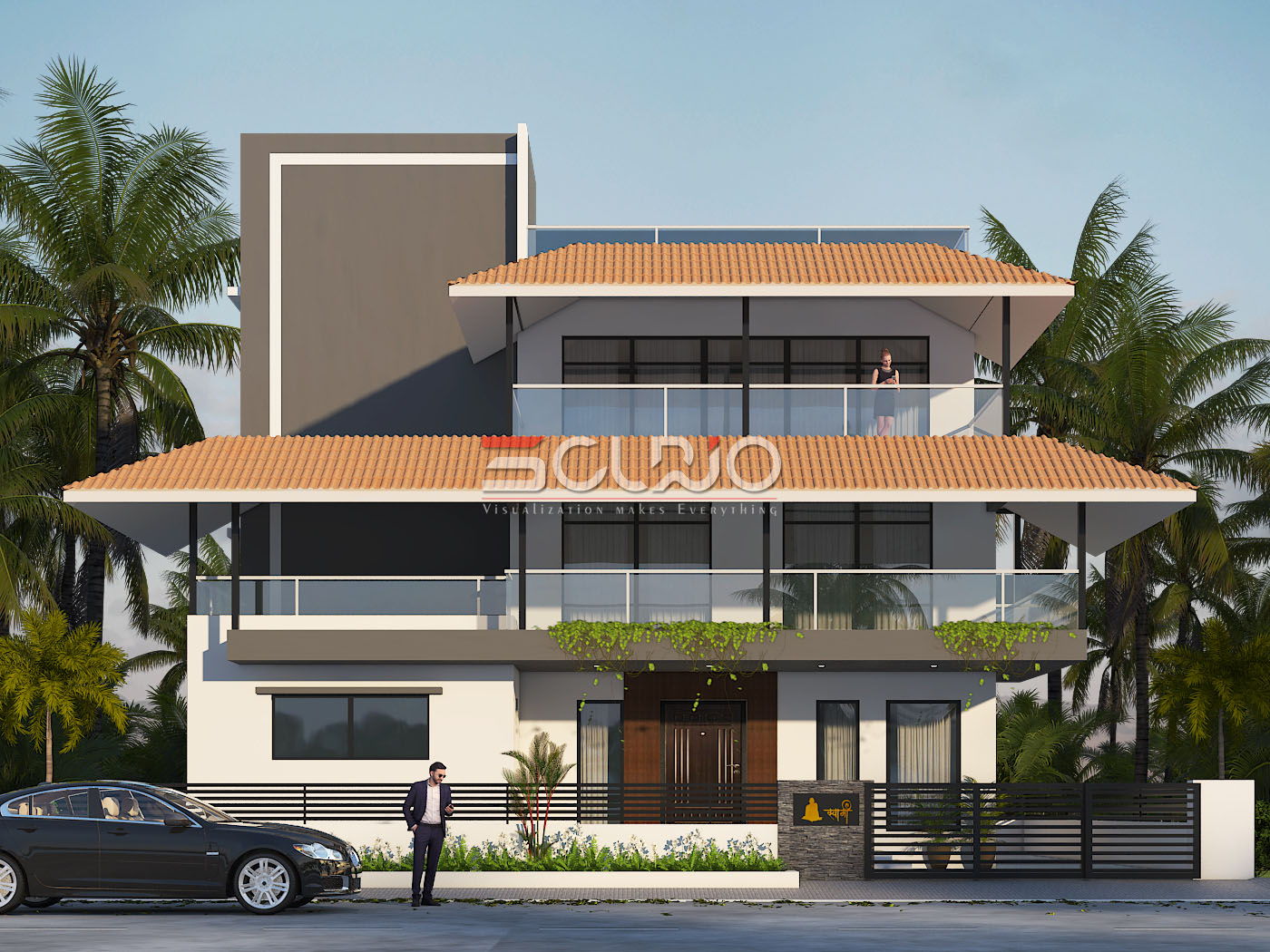 Looking for 3D elevation designers near you? Explore modern 2 storey house front elevation designs with realistic 3D exterior visualization