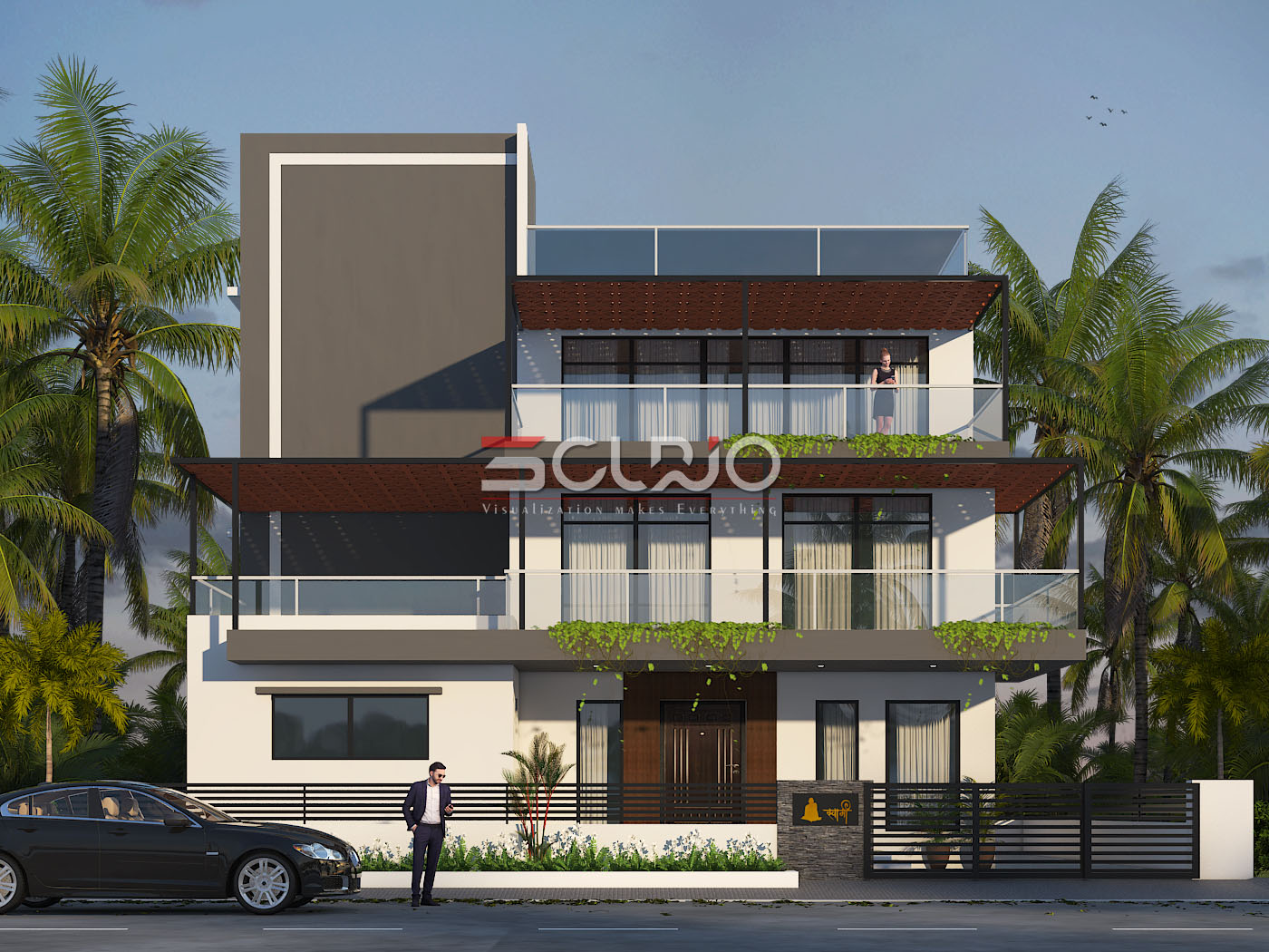 Looking for 3D elevation designers near you? Explore modern 2 storey house front elevation designs with realistic 3D exterior visualization