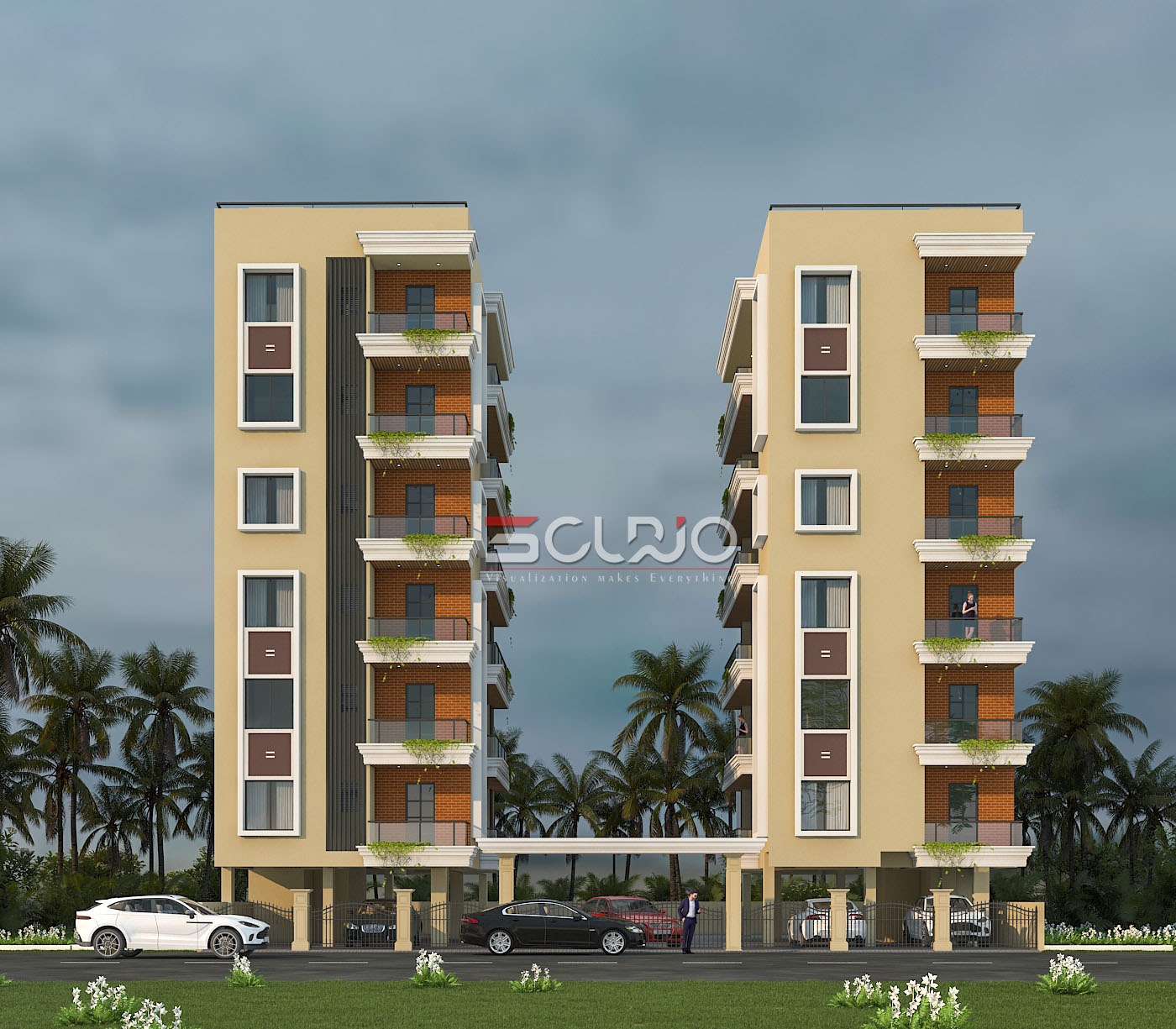 3D Curio | 4,5,6,7,8,9,10 floor traditional & Classic Front Elevation Designs