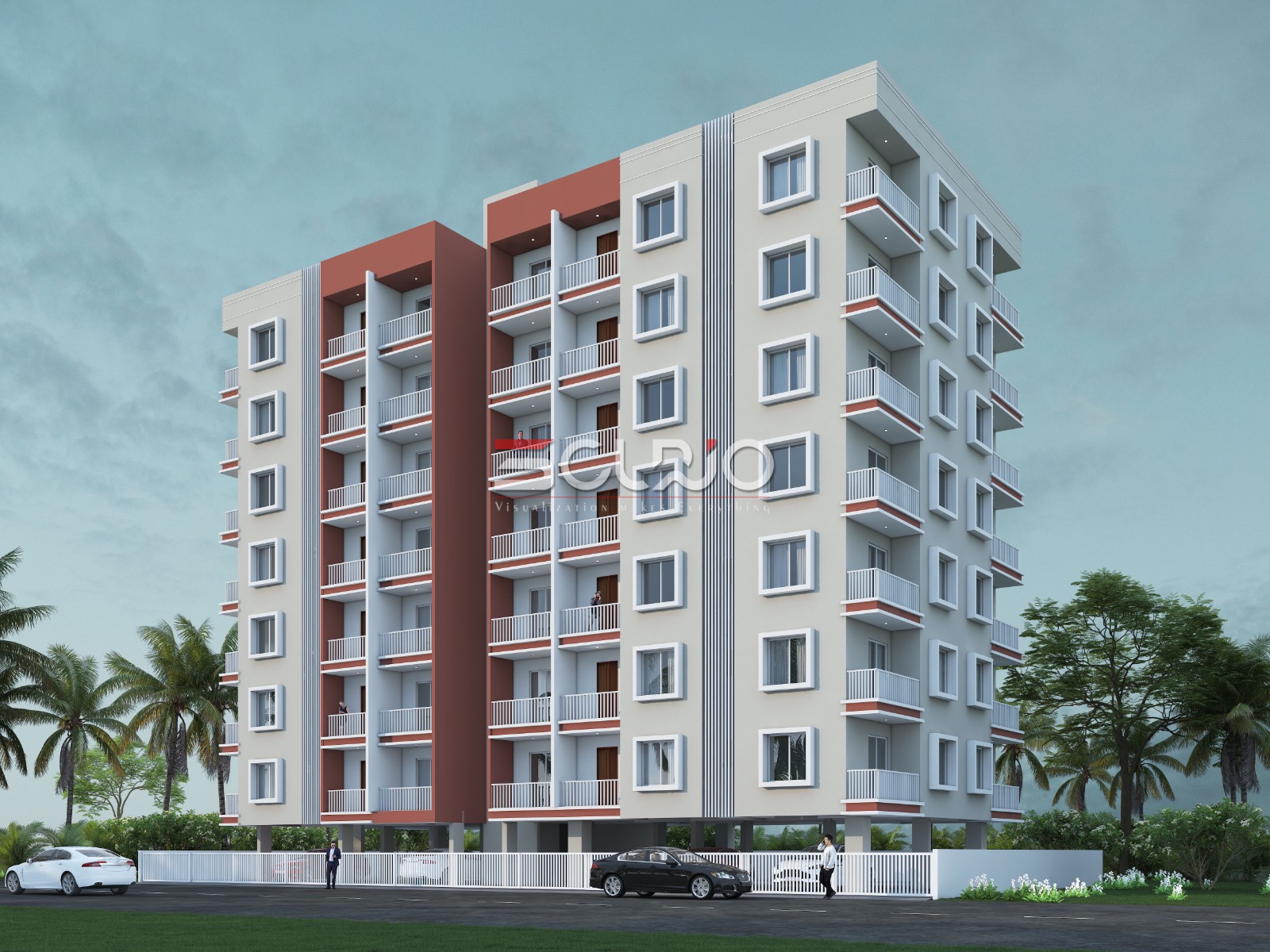  Explore modern 4, 5, 6, and 7 floor apartment elevation designs including G+5 building elevations with stylish facades and smart architecture.