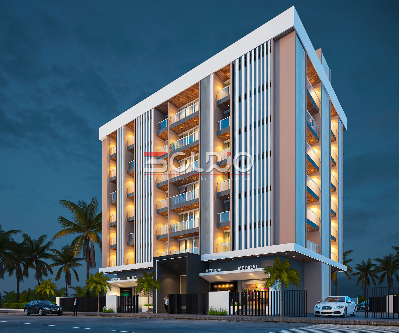 Explore modern 4, 5, 6, and 7 floor apartment elevation designs including G+5 building elevations with stylish facades and smart architecture.