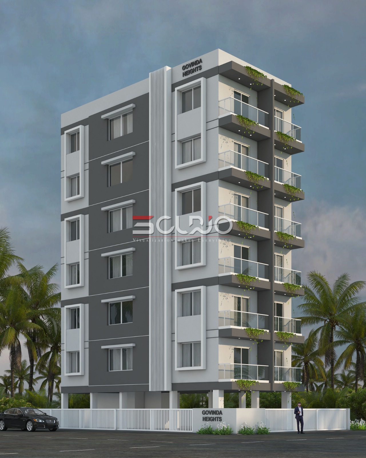 Apartment Building Elevation 4, 5, 6, and 7 floor Front Elevation Designs