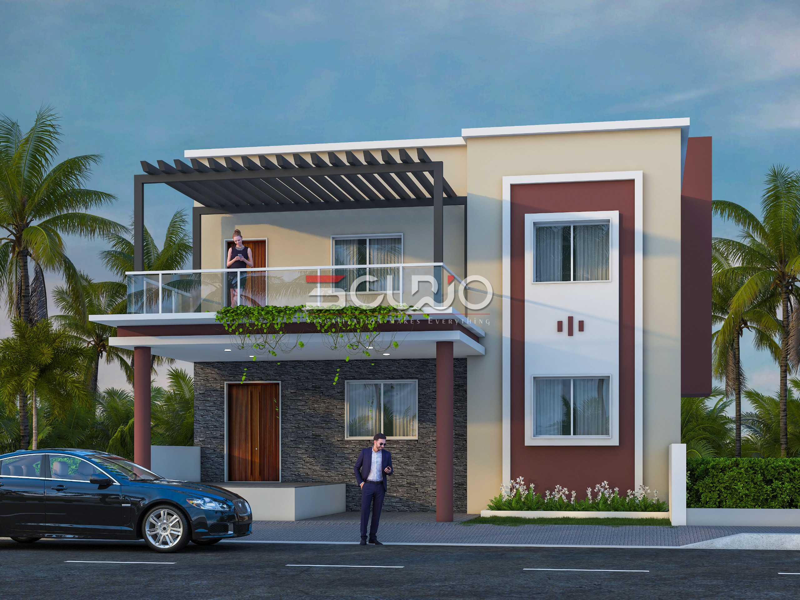 Modern G+1 First Floor Bungalow Elevation | Stylish & Minimal Home Design 