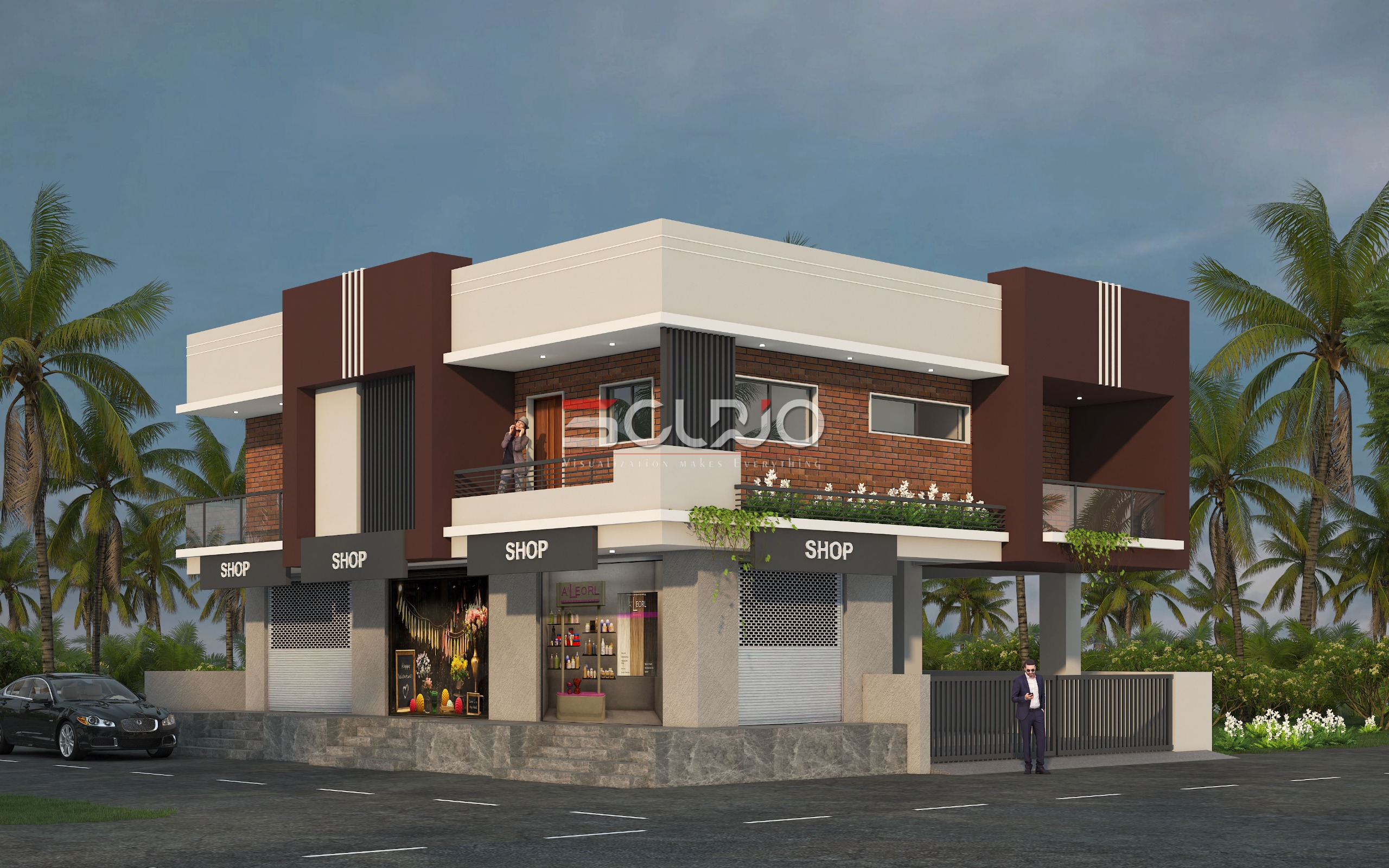 Modern G+1 House Front Elevation 3D | Luxury Double Floor Designs