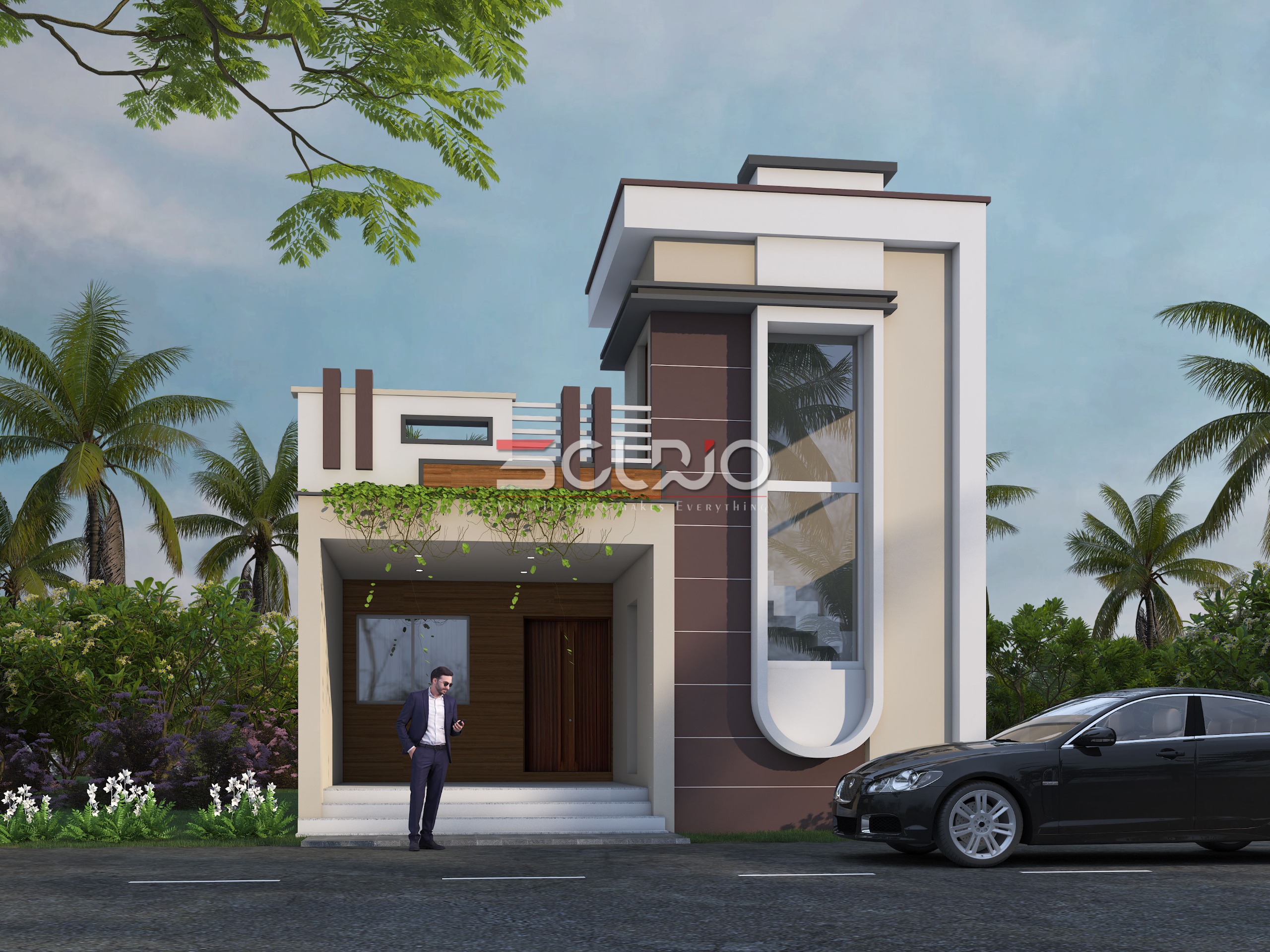 bungalow 3d design  elevation for bungalow in near me, nashik , pune.
