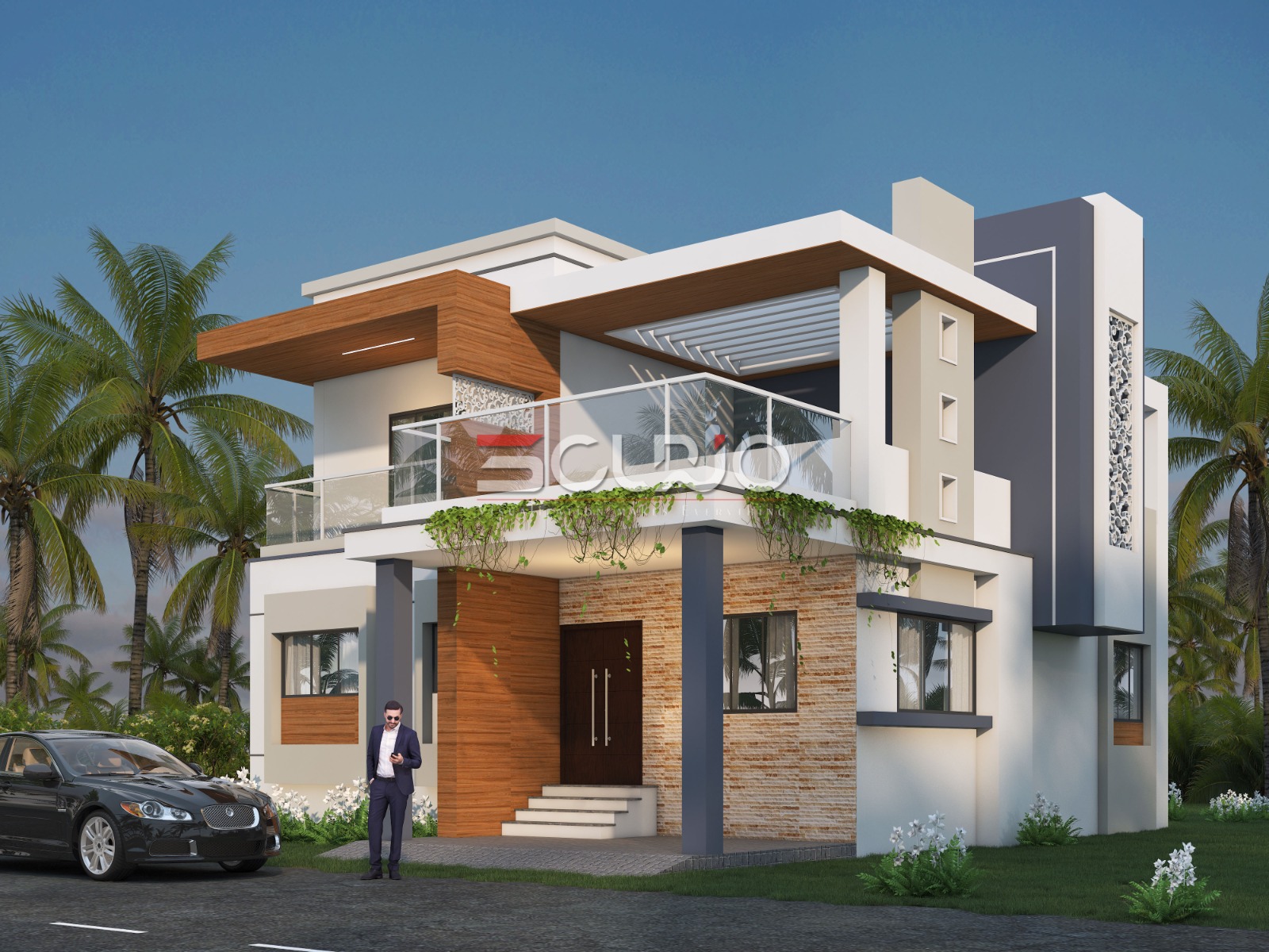first floor bungalow 3d elevation design render service All over india.
